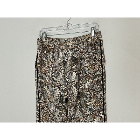 Zara High Waist Floral Casual Trousers With Velvet Stripe Size Small - Picture 7 of 13